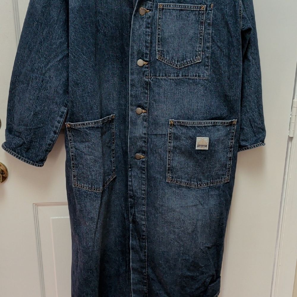 Gap Workwear Dark Blue Long Denim Trench Coat - Picture 4 of 14